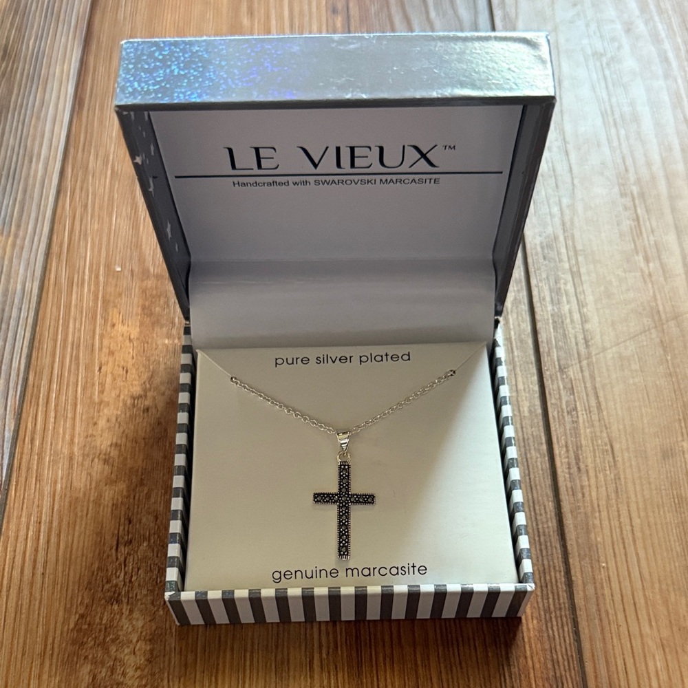 Silver Cross Necklace with Holiday Box